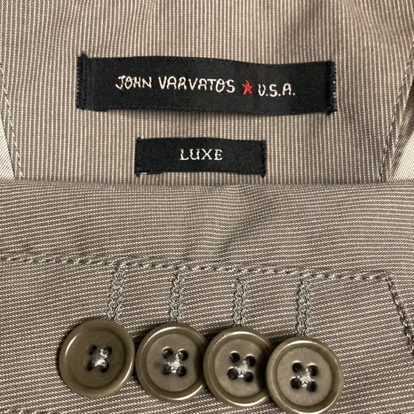 John Varvatos Blazer Mens 40 Gray Stripe Single Breast Light Unstructured Jacket - Picture 1 of 15